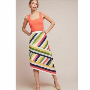 Hutch Anthropologie Sierra Multicolor Striped Asymmetric Skirt Womens Size 2
